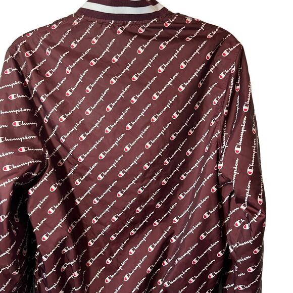 Champion Diagonal Script Satin Varsity Baseball Maroon Jacket Size Small - Picture 6 of 9